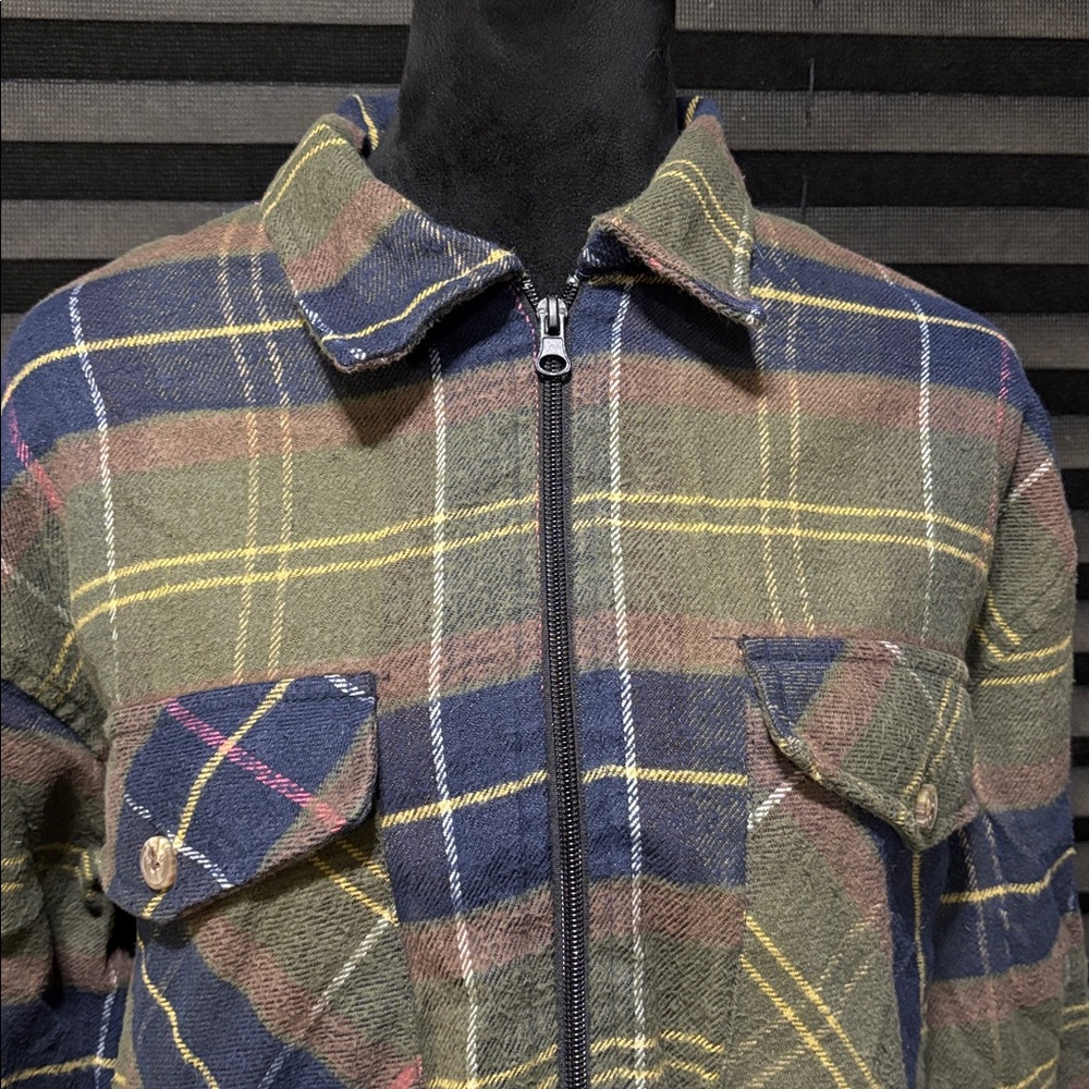 Northern Expedition Limited Men’s Green Plaid Heavyweight Zip Front Flannel MED - Picture 2 of 10